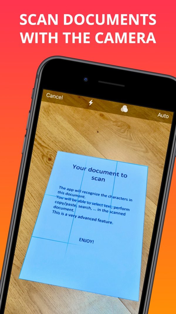 Scanning a paper document with the iPhone camera in Textify